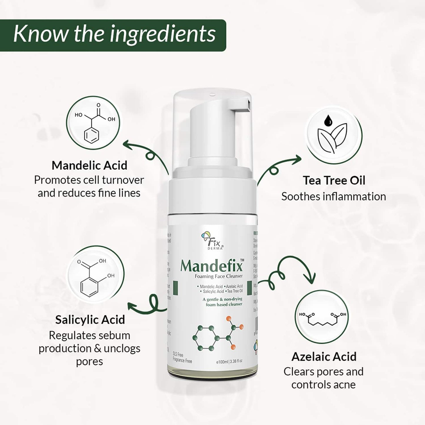 Fixderma Mandefix Foaming Face Cleanser - (100ml)