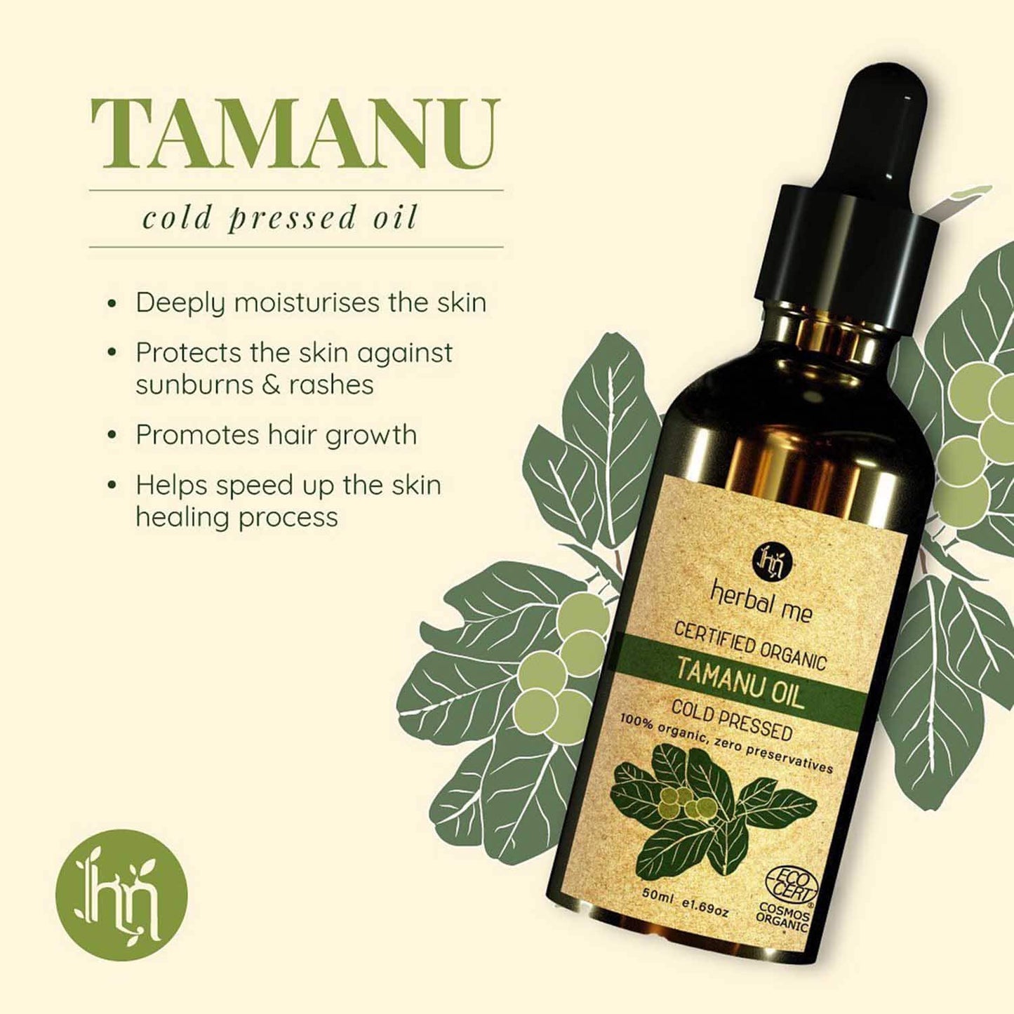 Herbal Me 100% Organic Cold Pressed Tamanu Oil (50ml)