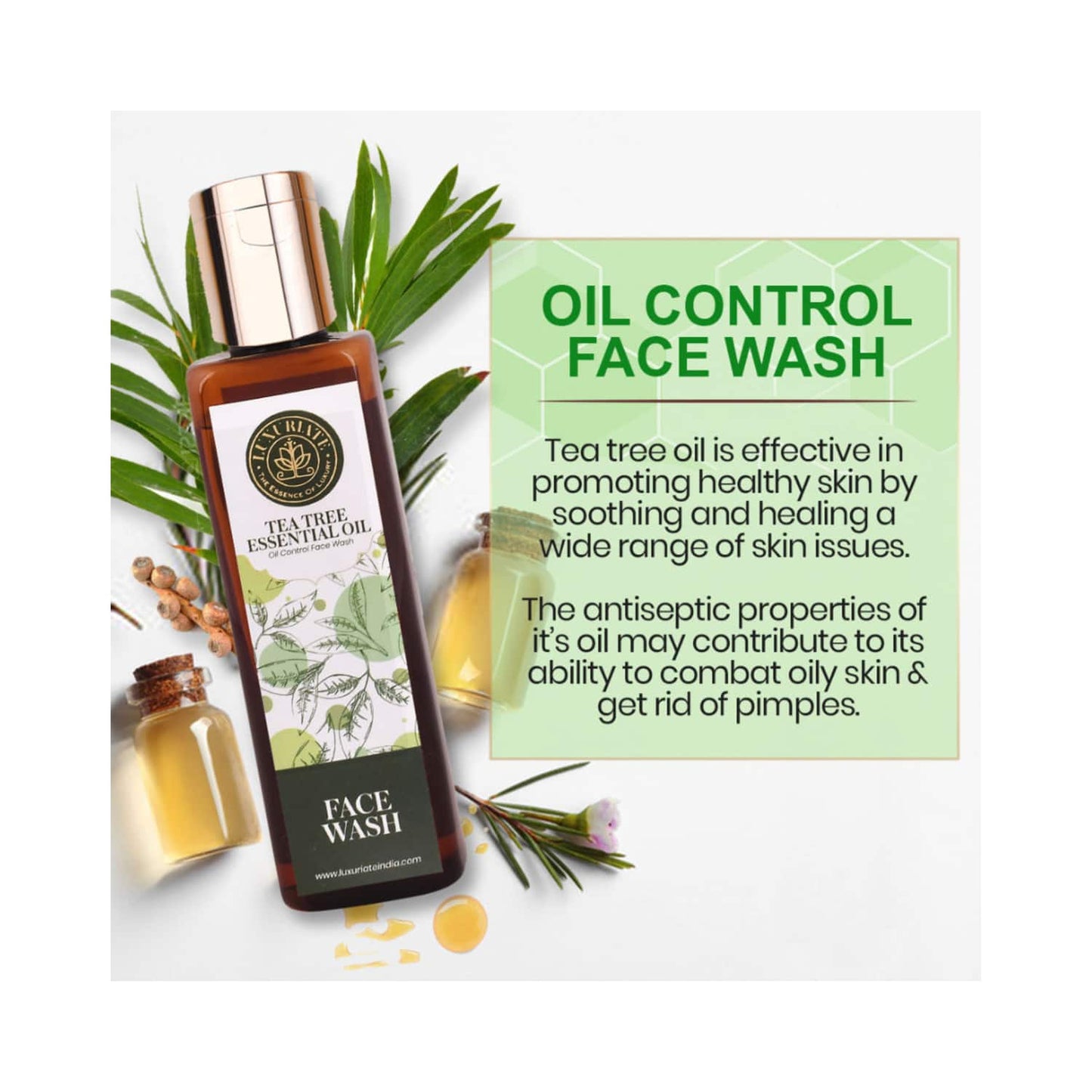 LUXURIATE Natural Herbal Tea Tree Face Wash (100ml)