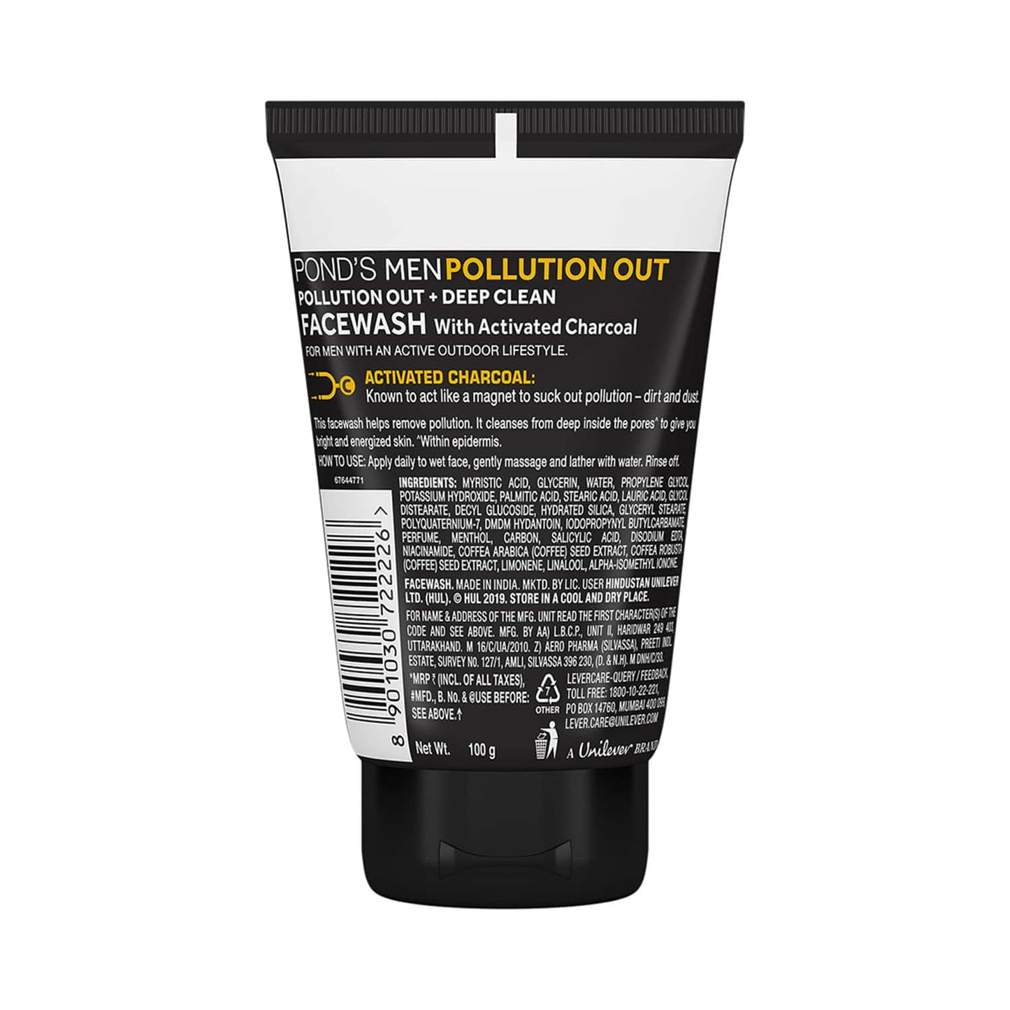 Pond's Men Pollution Out Activated Charcoal Deep Clean Facewash - (100g)
