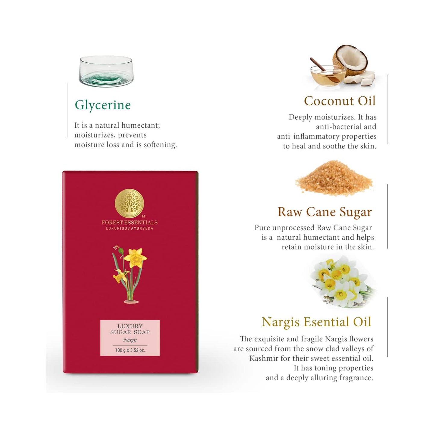 Forest Essentials Nargis Luxury Sugar Ayurvedic Luxury Handmade Soap (100g)