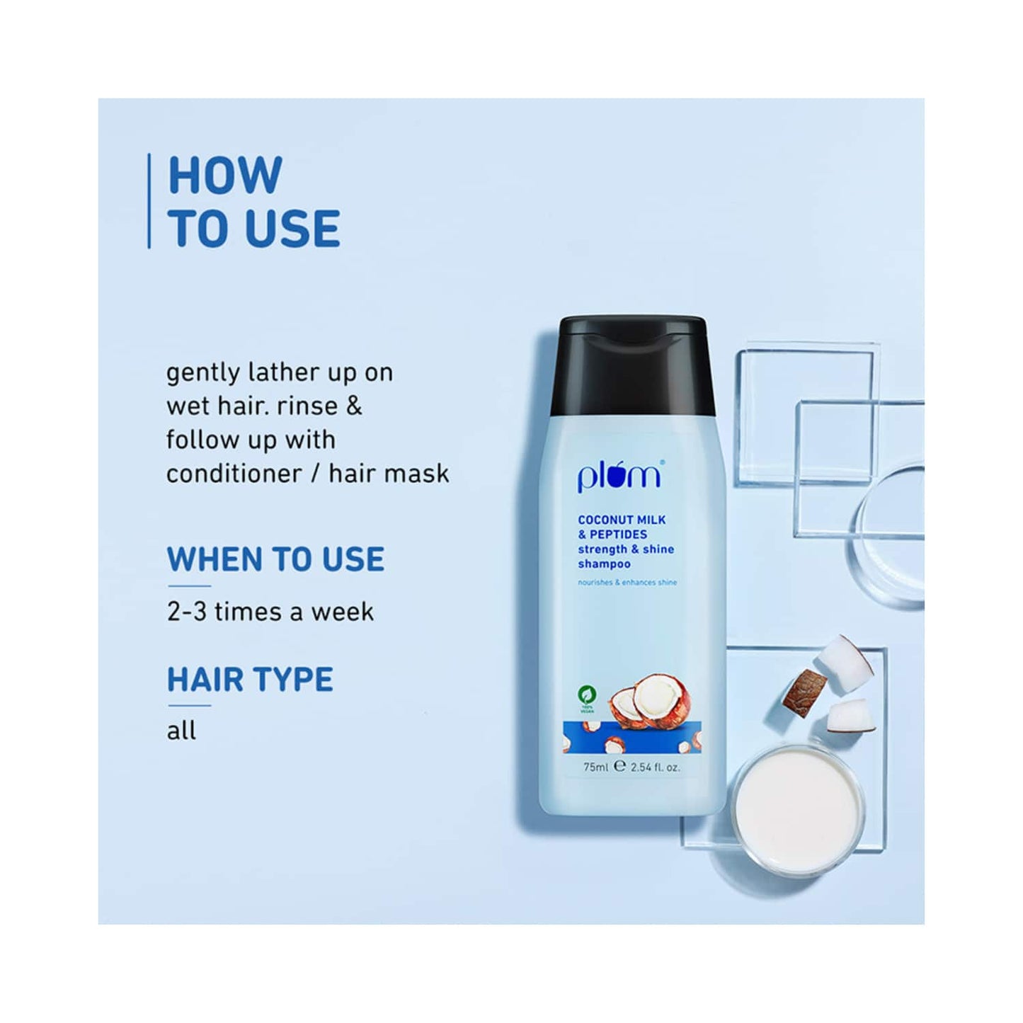 Plum Coconut Milk & Peptides Strength & Shine Shampoo (75ml)