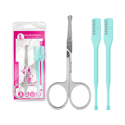 Majestique Nasal Hair Trimmers with Safety Scissor Nose and Ears Grooming Kit (3 pcs)
