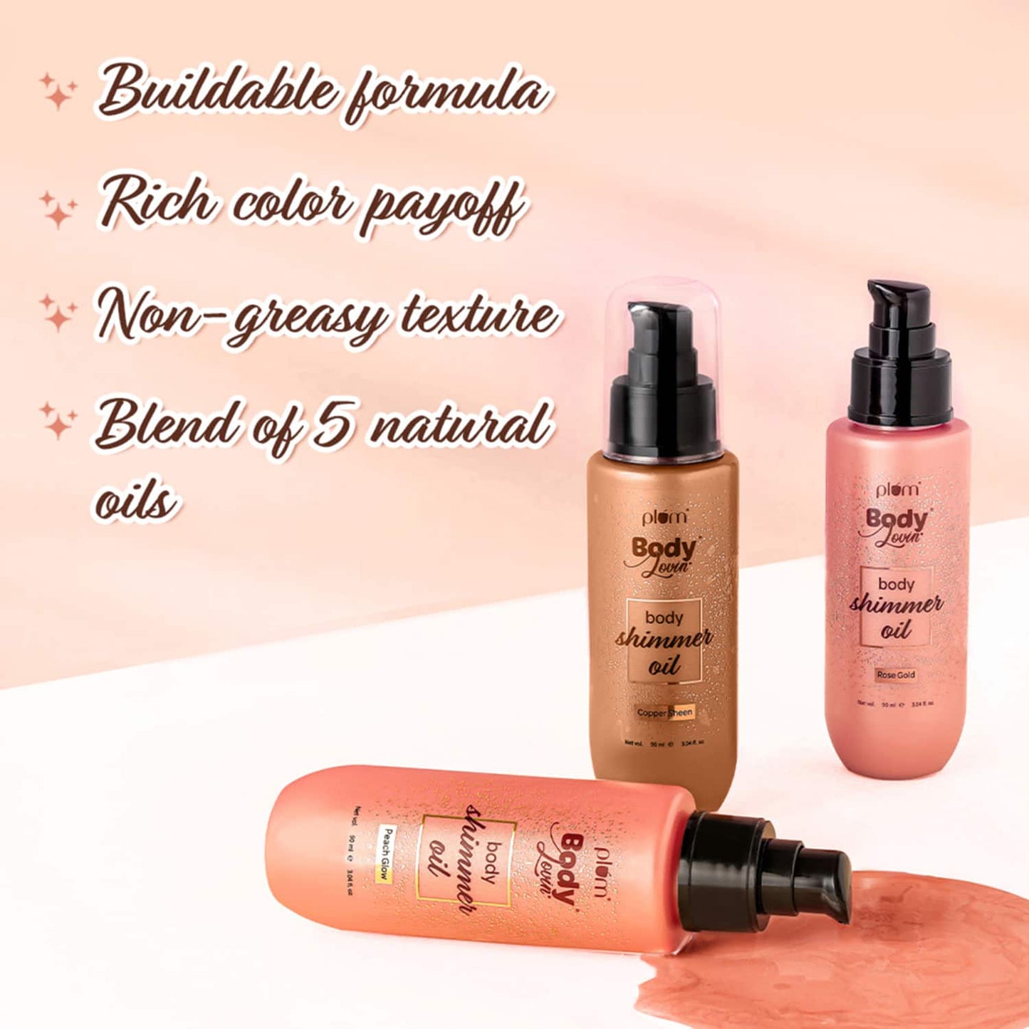 Plum Bodylovin Peach Glow Body Shimmer Oil (90 ml)