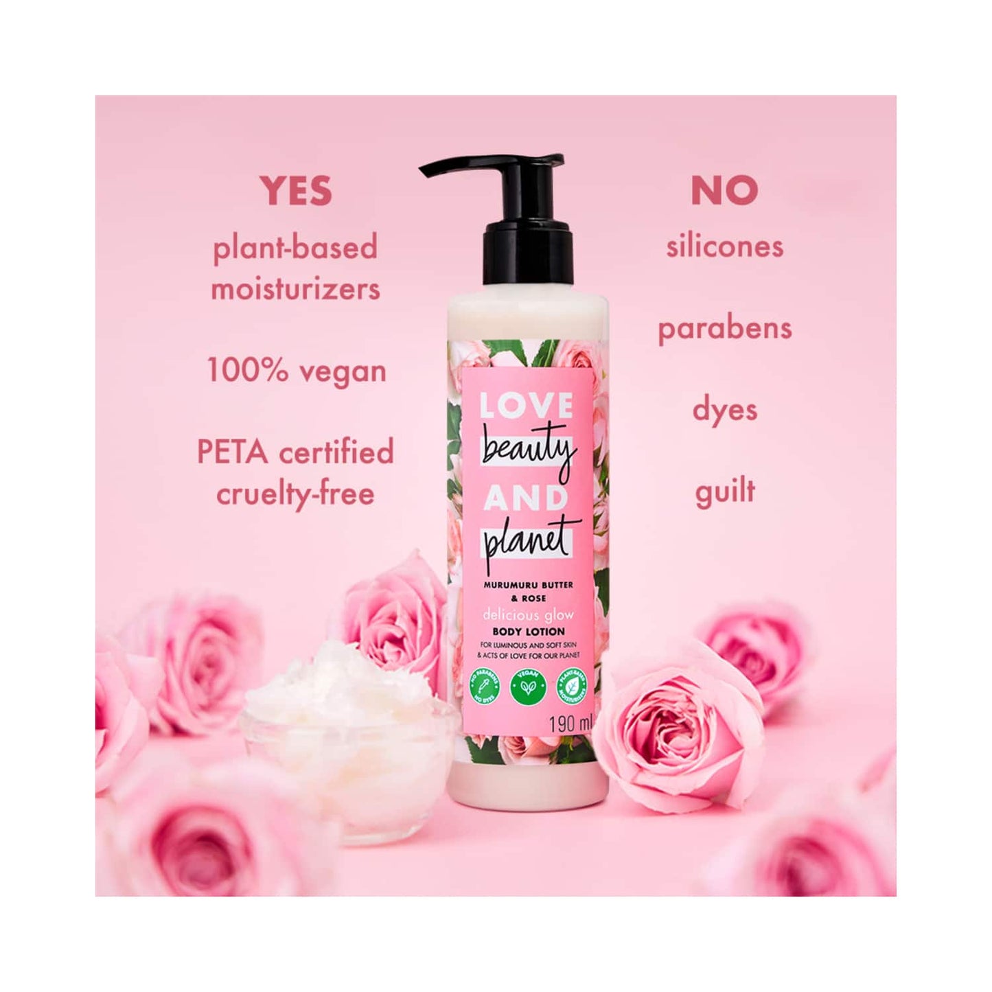 Love Beauty & Planet Murumuru Butter & Rose Moisturising Body Lotion (190 ml)