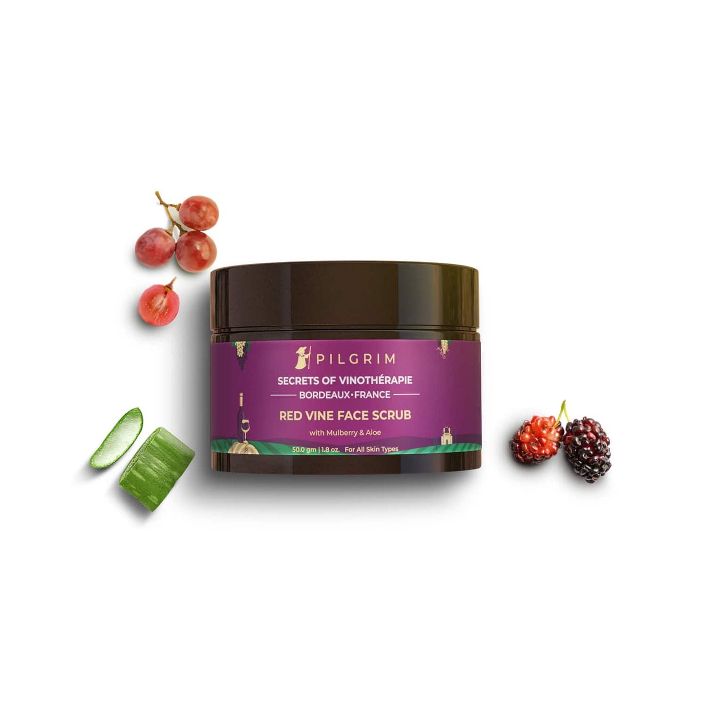 Pilgrim Red Vine Face Scrub With Mulberry & Aloe (50g)