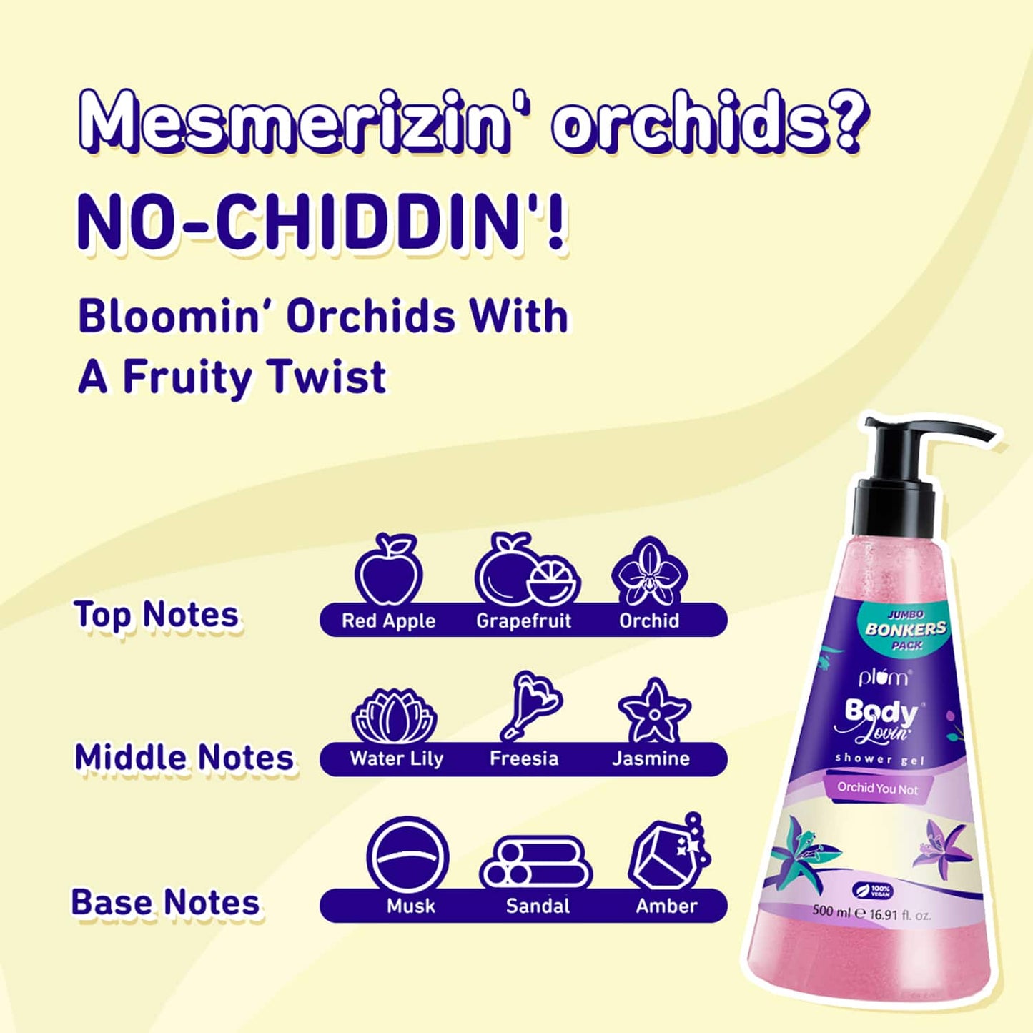 Plum BodyLovin' Orchid-You-Not Shower Gel SLS-Free Body Wash For Women Long Lasting Floral Fragrance