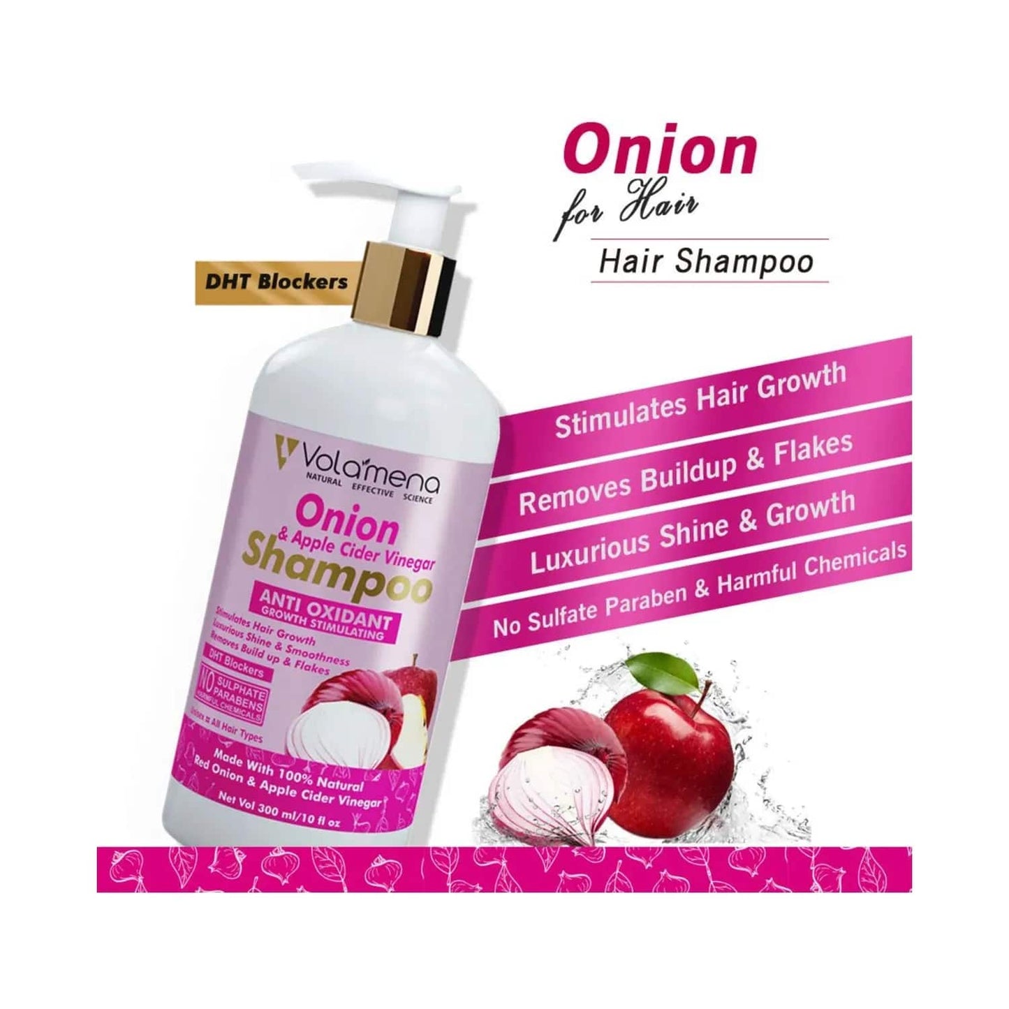 Volamena Onion Apple Cider Vinegar Shampoo With Antioxidant Growth Stimulating (300ml)