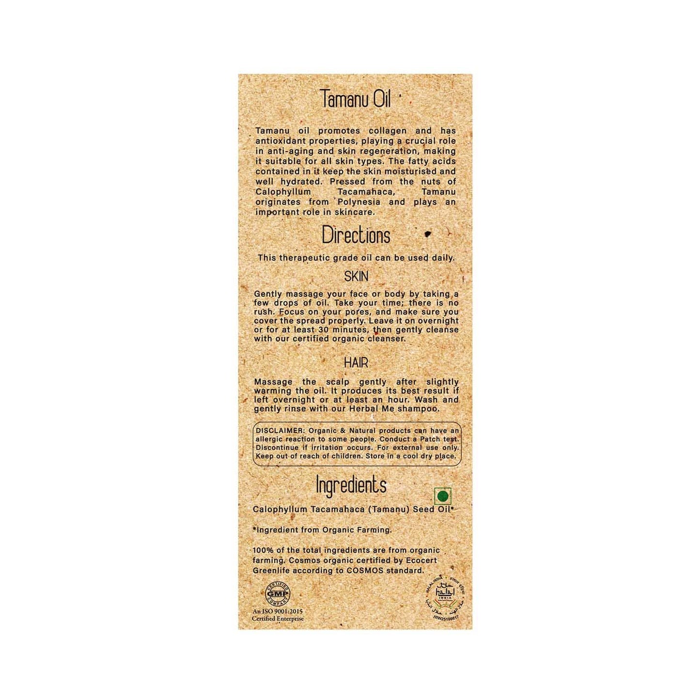 Herbal Me 100% Organic Cold Pressed Tamanu Oil (50ml)