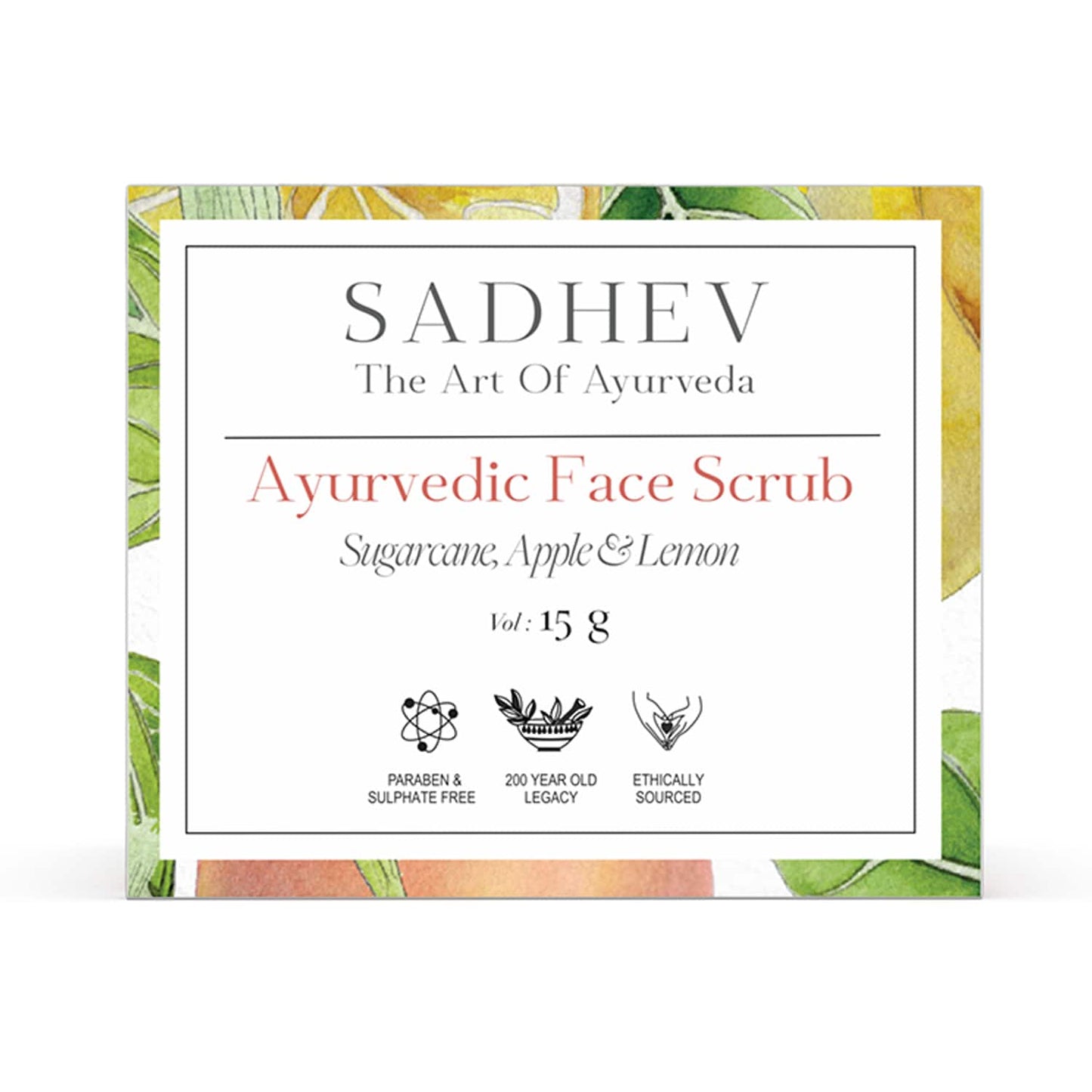 Sadhev Ayurvedic Face Scrub with Sugarcane, Apple, and Lemon (15 g)