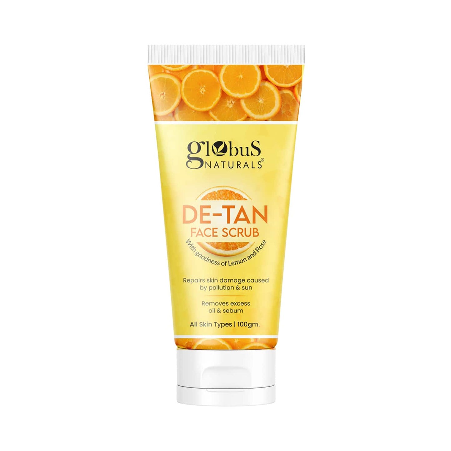 Globus Naturals De Tan Face Scrub Enriched With Lemon & Rose (100g)
