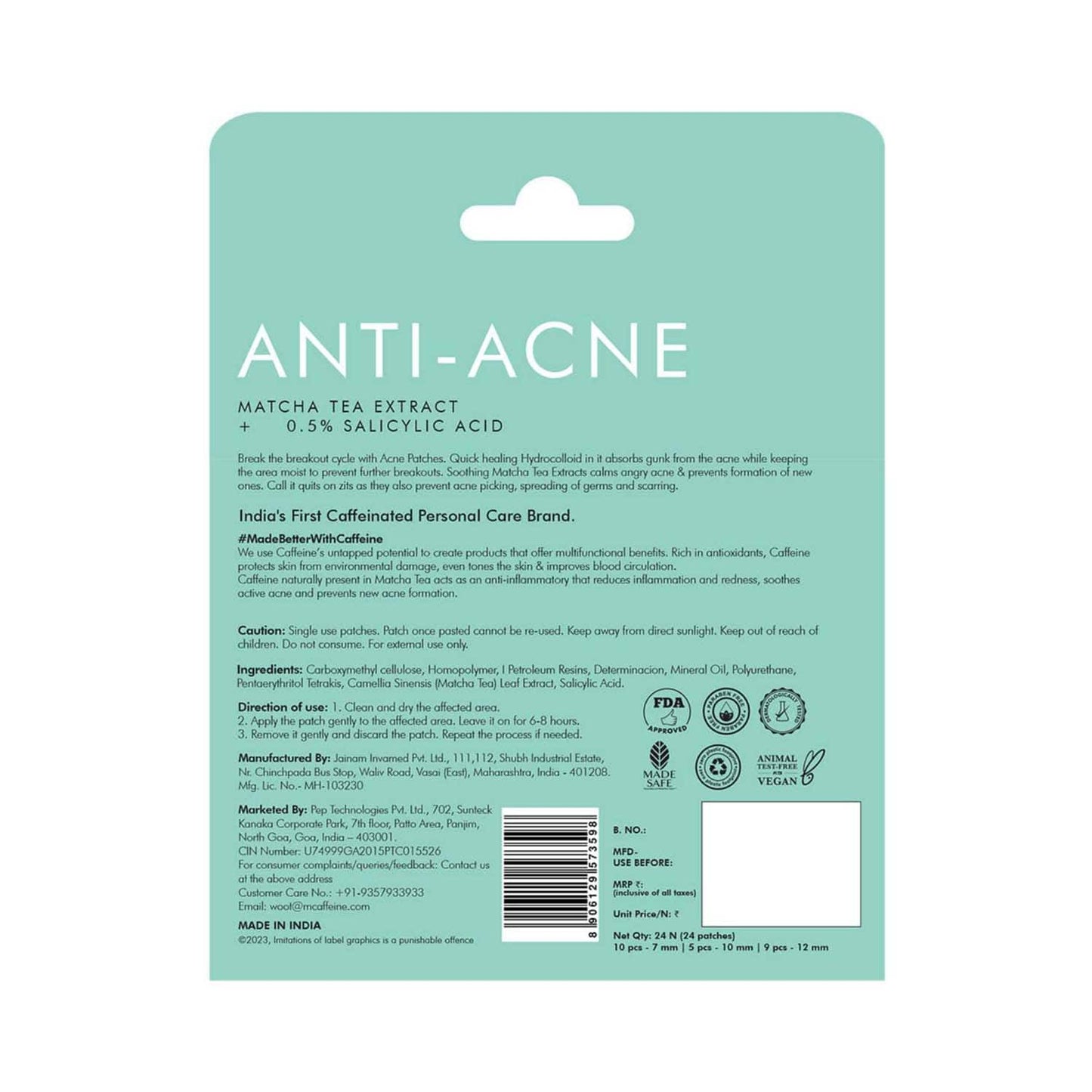 mCaffeine Matcha Tea Hydrocolloid Acne Patches (24 pcs)