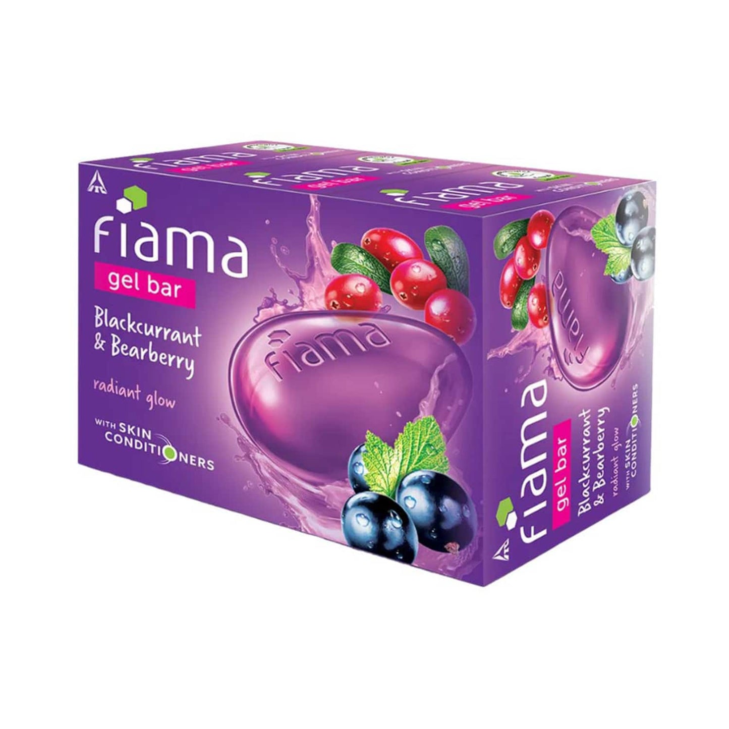 Fiama Blackcurrant and Bearberry Radiant Glow Gel Bar With Skin Conditioners - (3Pcs)