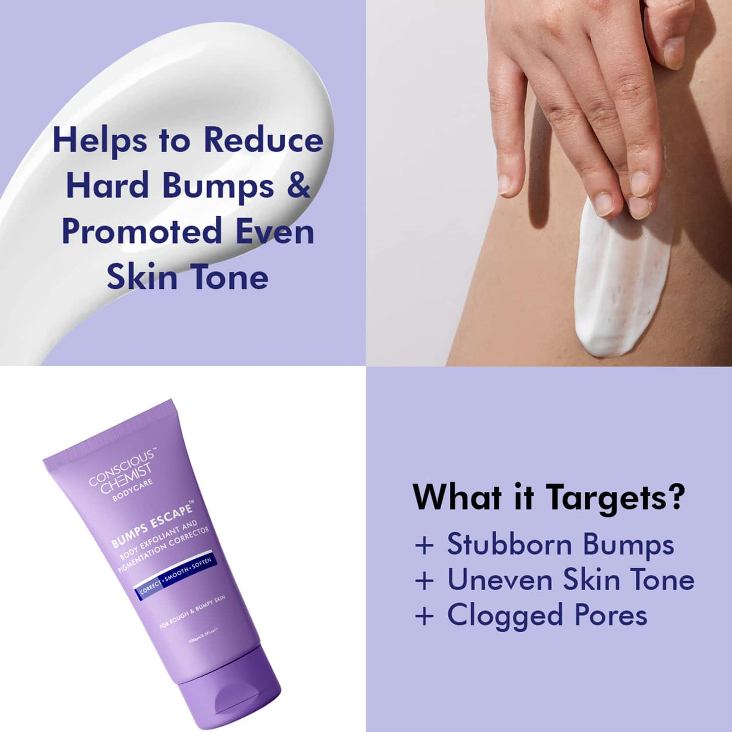 Conscious Chemist Body Exfoliating & Pigmentation Corrector Cream for Hard Bumps & Strawberry Skin