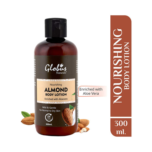 Globus Naturals Nourishing Almond Body Lotion Enriched With Aloe Vera, Coconut, Kokum Butter (300ml)