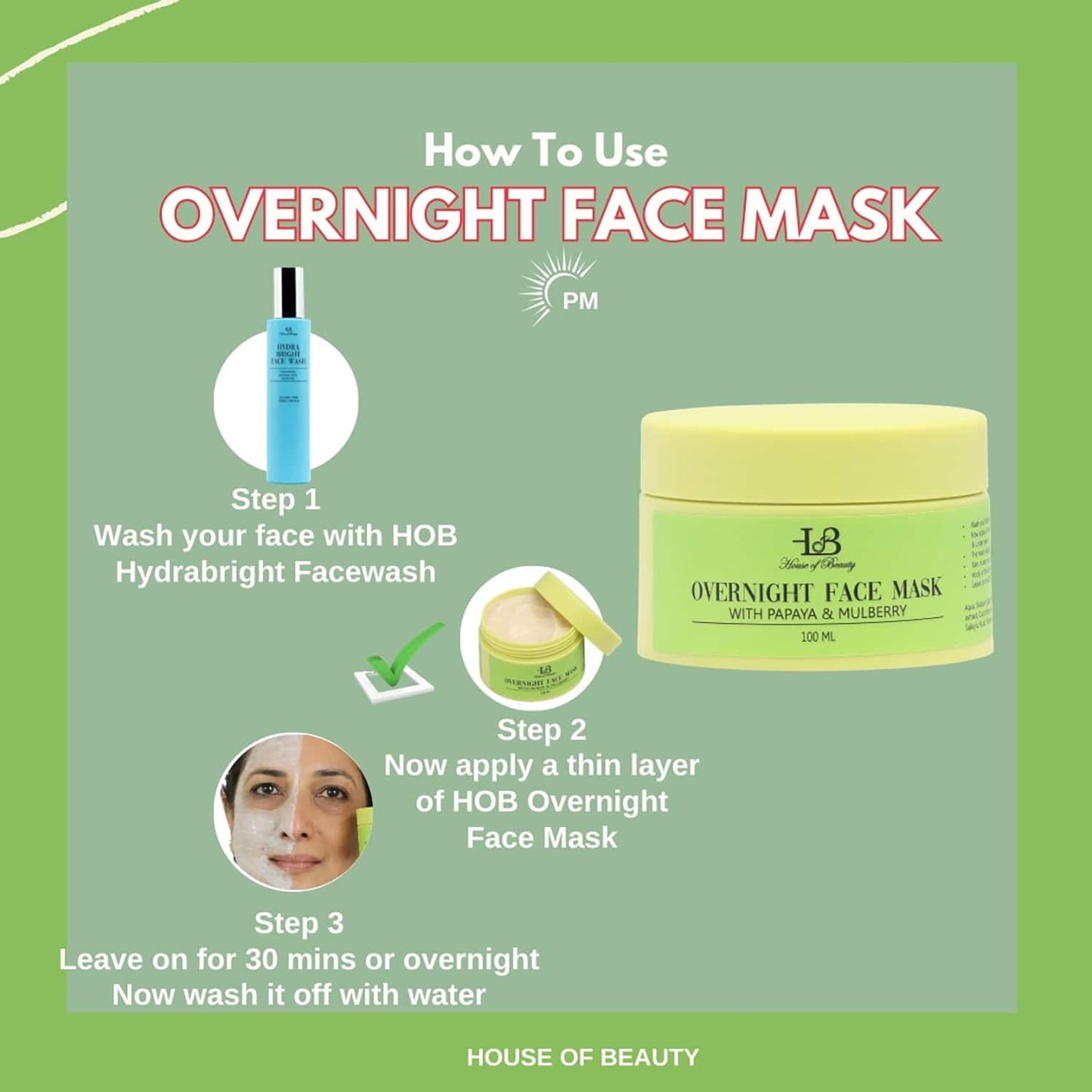 House of Beauty Overnight Face Mask-Pigmented Skin & Discoloration W/T Papaya Enzymes (100 ml)