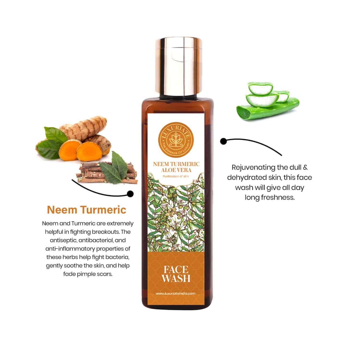 LUXURIATE Neem Turmeric Aloe Vera Face Wash (100ml)