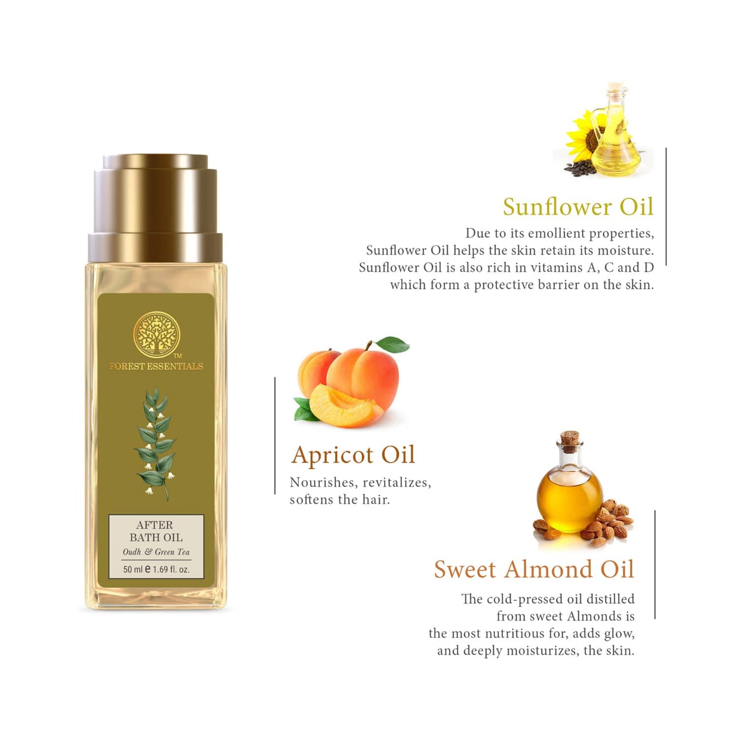 Forest Essentials Travel Size Oudh & Green Tea After Bath Oil (50ml)