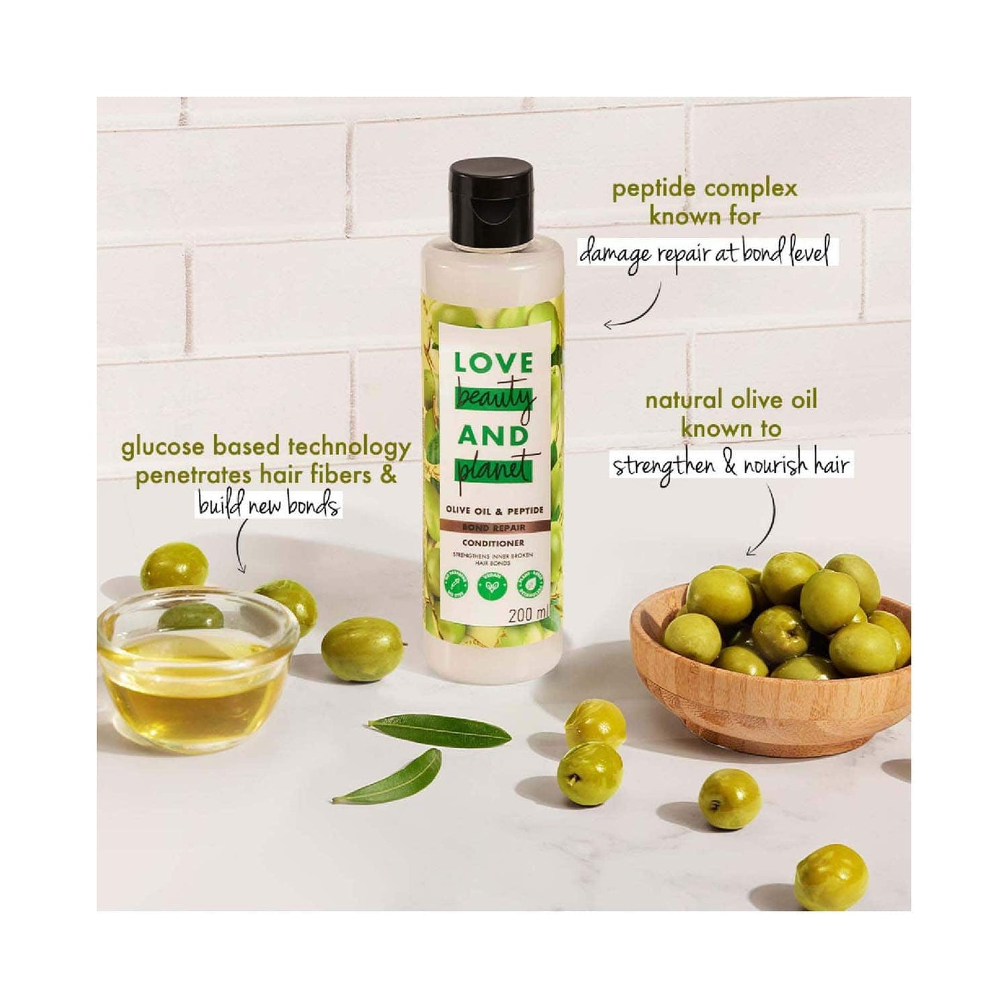 Love Beauty & Planet Bond Repair Conditioner with Olive Oil & Peptide for Damanged Hair (200 ml)