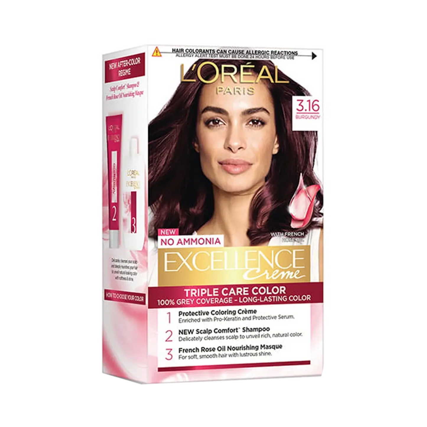 L'Oreal Paris Excellence Creme Hair Color, 3.16 Burgundy, 72ml+100g