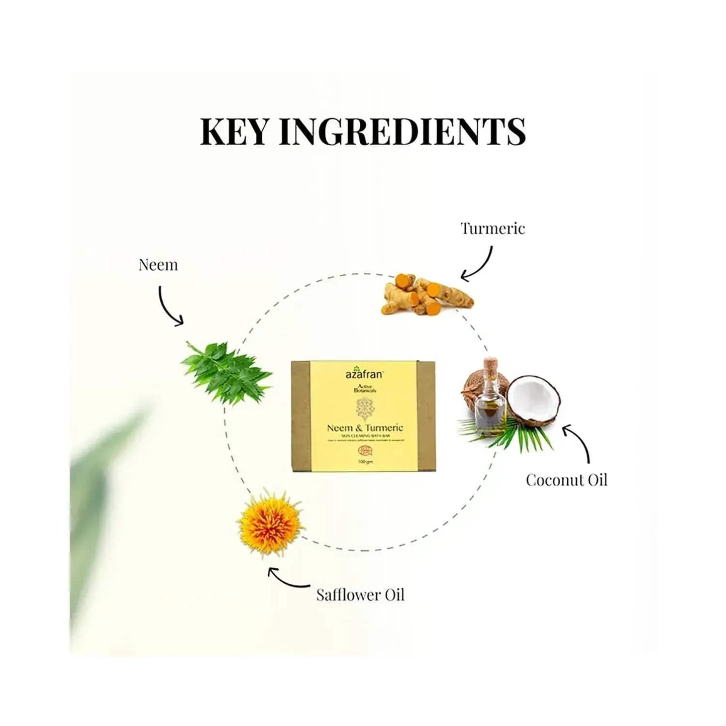 Azafran Active Botanicals Neem & Turmeric Skin Clear Bath Bar - (100g)