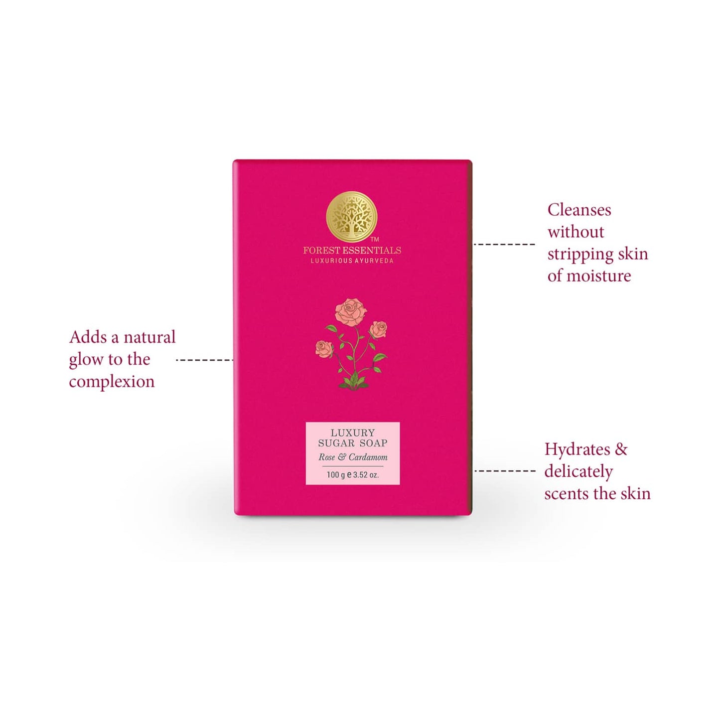 Forest Essentials Rose & Cardamom Luxury Sugar Ayurvedic Handmade Soap (100g)