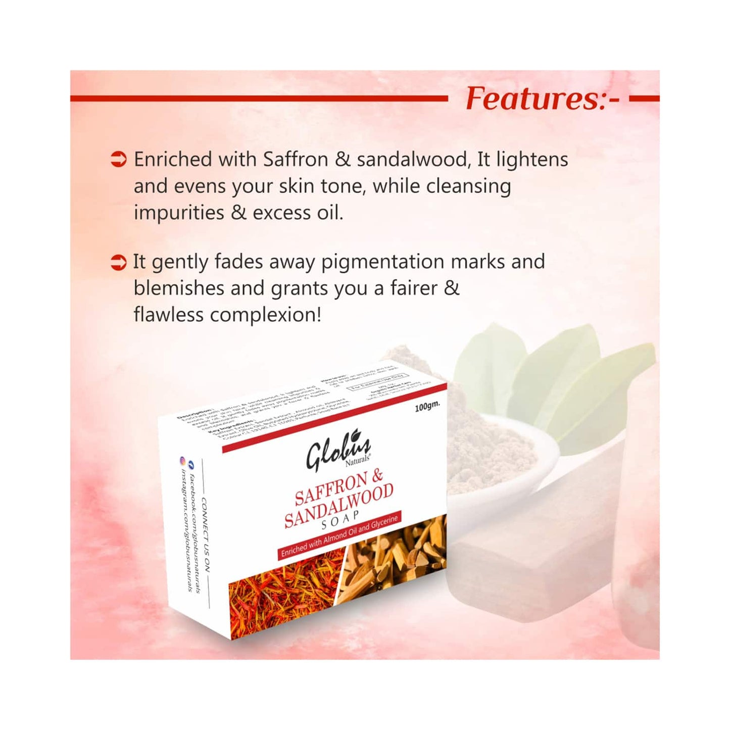 Globus Naturals Saffron & Sandalwood Soap (100g)