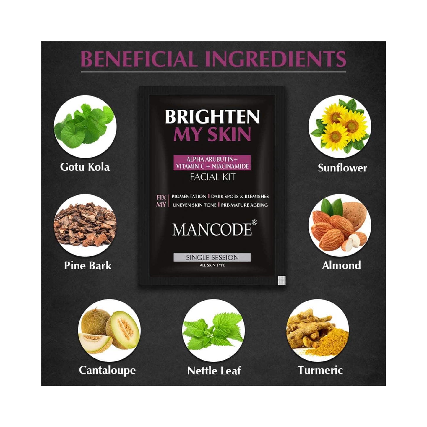 Mancode Skin Brightening Facial Kit For Men (6 pcs)