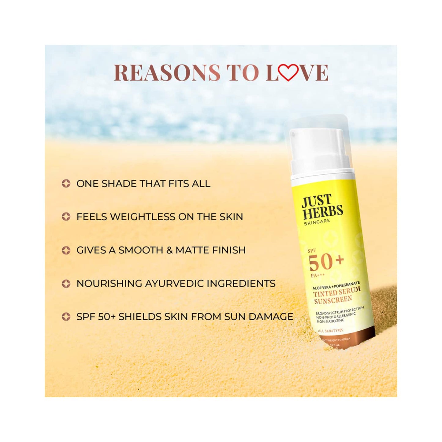 Just Herbs Tinted Sunscreen With SPF 50+ PA+++ (30ml)