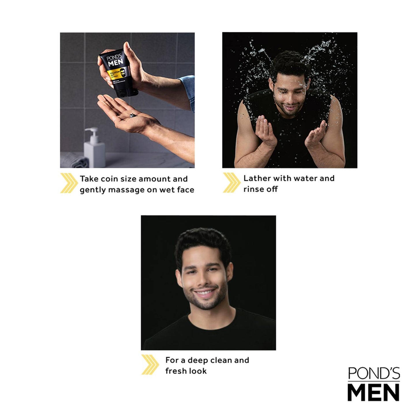 Pond's Men Pollution Out Activated Charcoal Deep Clean Facewash - (50g)