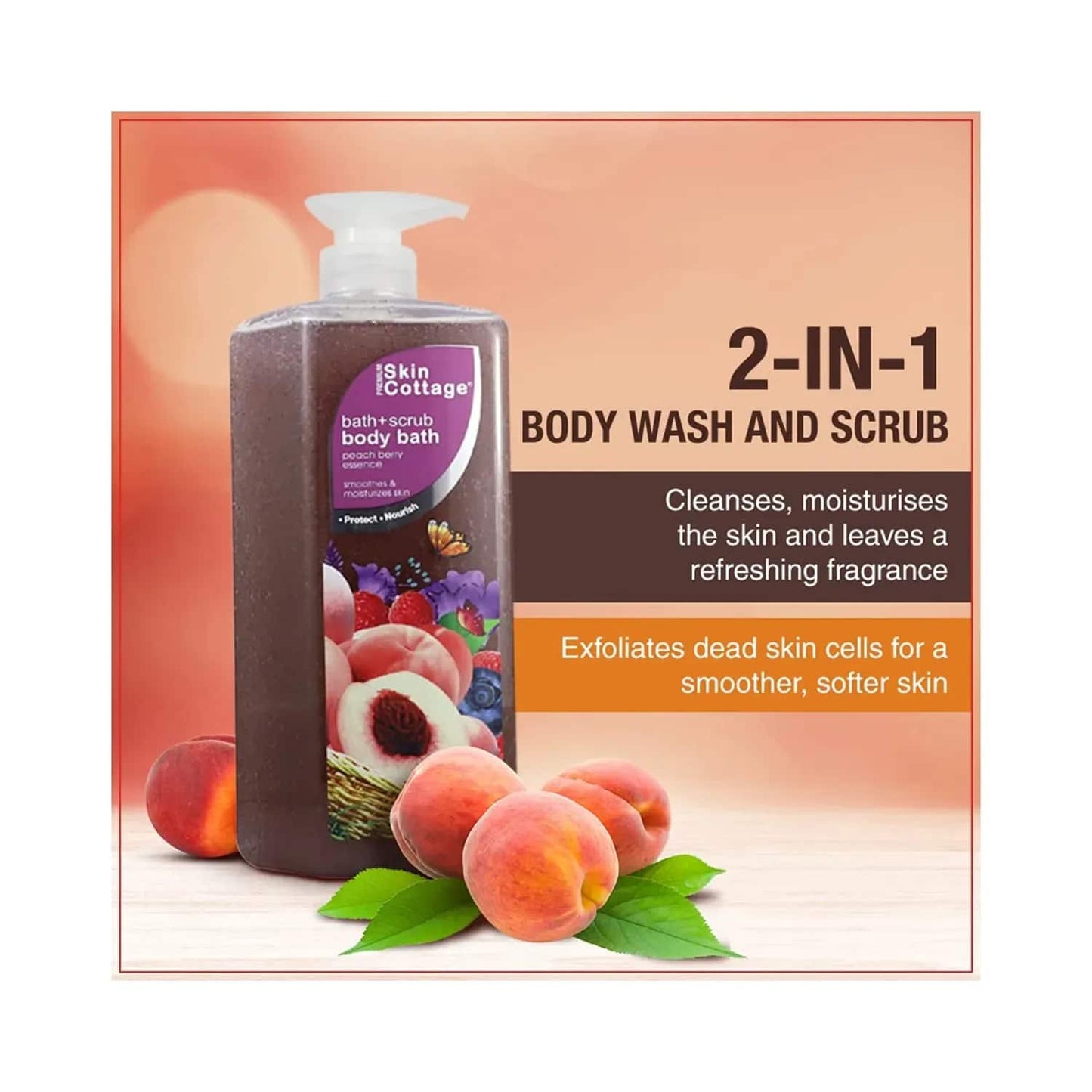 SKIN COTTAGE Peach Berry Essence Body Bath + Scrub (1000ml)