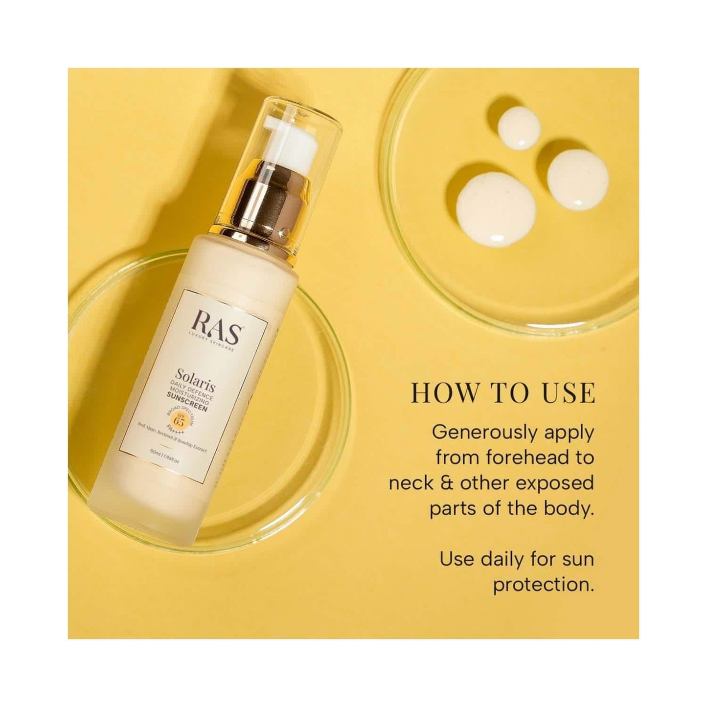 Ras Luxury Skincare Solaris Daily Defence Mineral Sunscreen With SPF 65 PA++++ (50 ml)