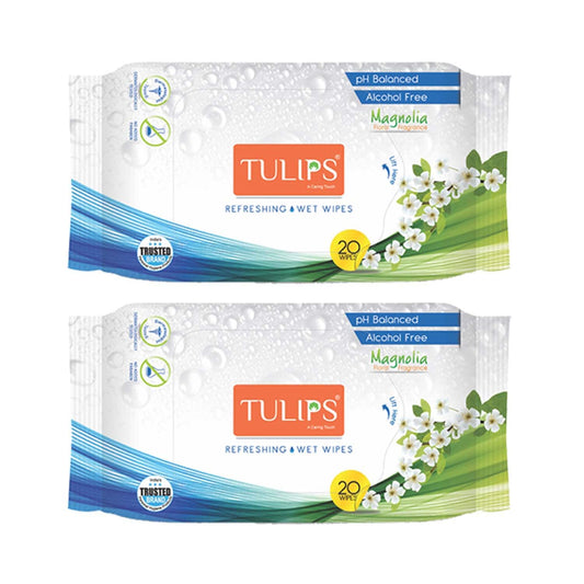 TULIPS Refreshing Wet Wipes Magnolia (2 Pcs) (Pack of 2)
