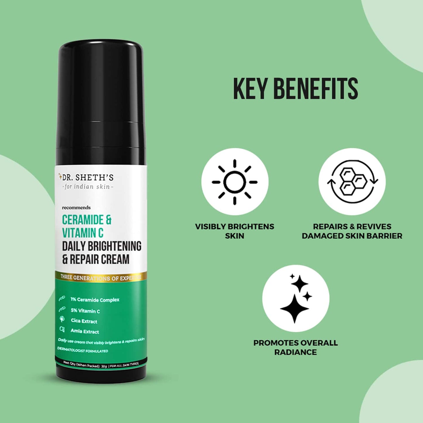 Dr. Sheth's Ceramide & Vitamin C Daily Brightening & Repair Cream (30g)