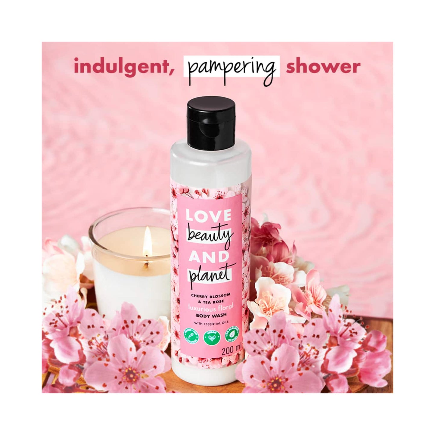 Love Beauty & Planet Cherry Blossom & Tea Rose Moisturising Body Wash for Soft Skin (200 ml)