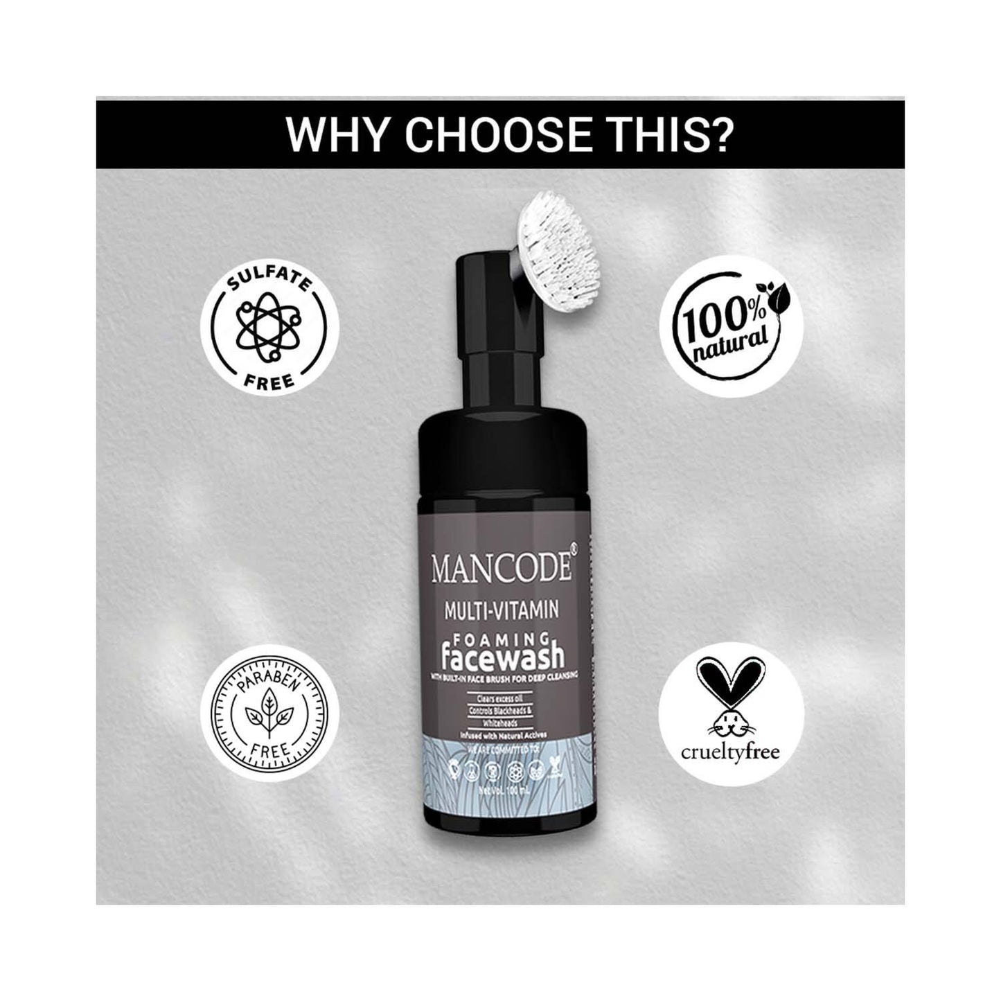 Mancode Multi Vitamin Foaming Face Wash with Bult-IN Face Brush (100 ml)