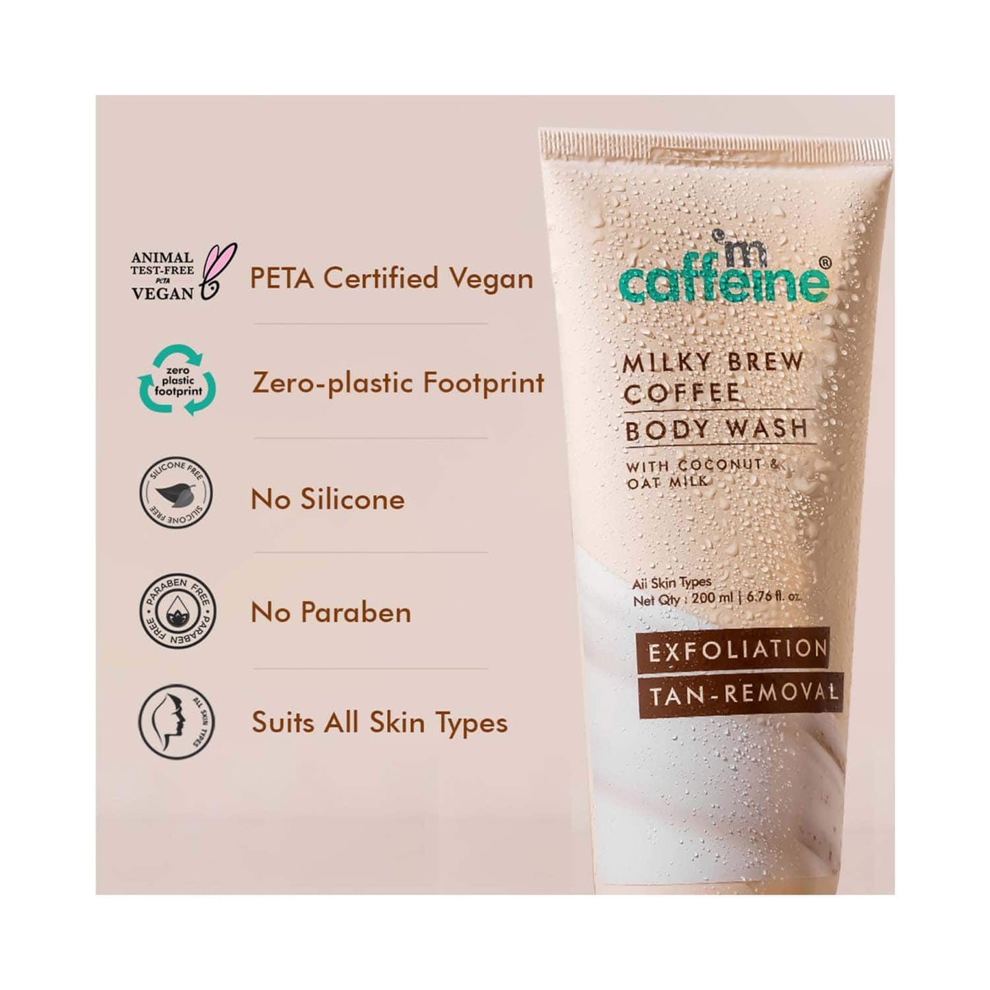 mCaffeine Milky Brew Coffee Body Wash Tube (200ml)