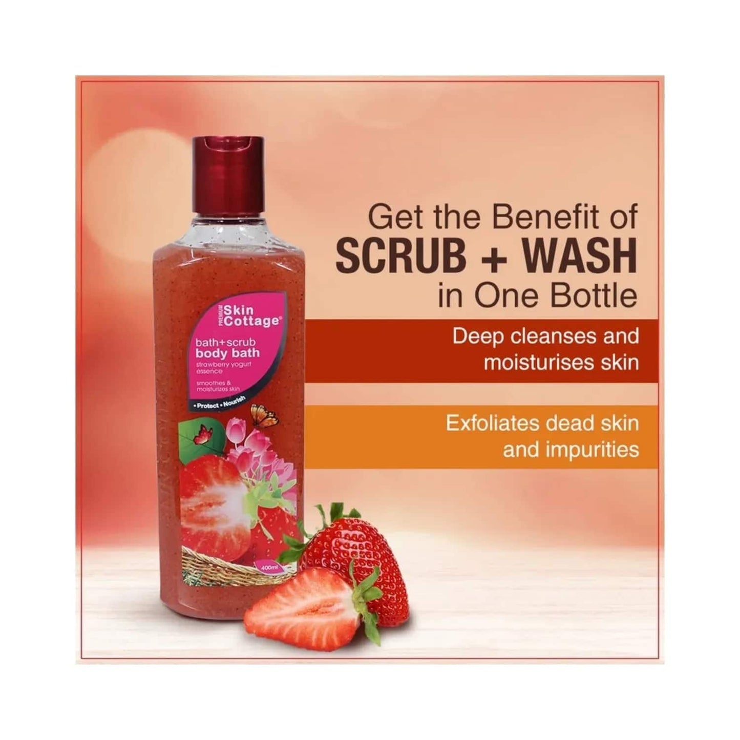 SKIN COTTAGE Strawberry Yogurt Essence Body Bath + Scrub (400ml)