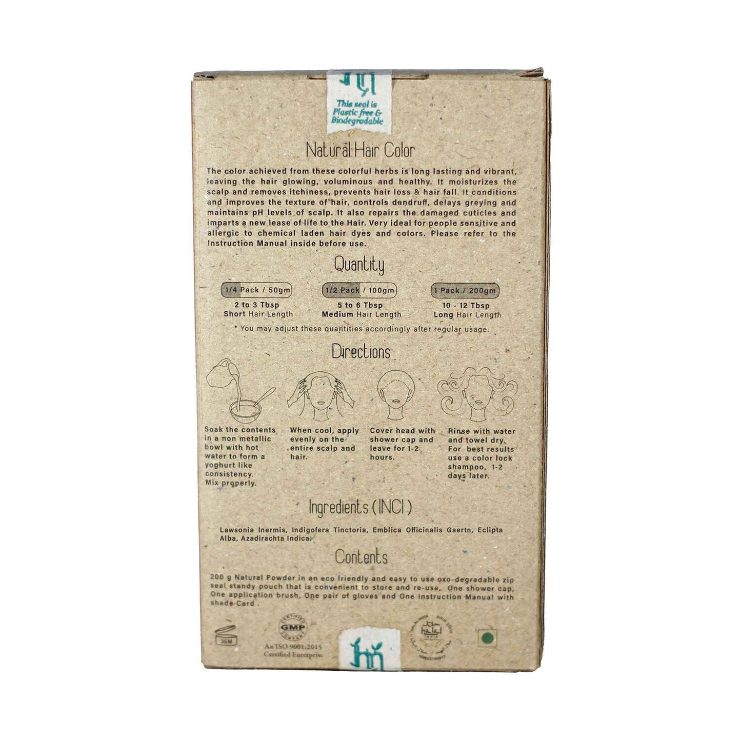 Herbal Me Certified 100% Natural Henna Hair Color - Deep Brown (200g)