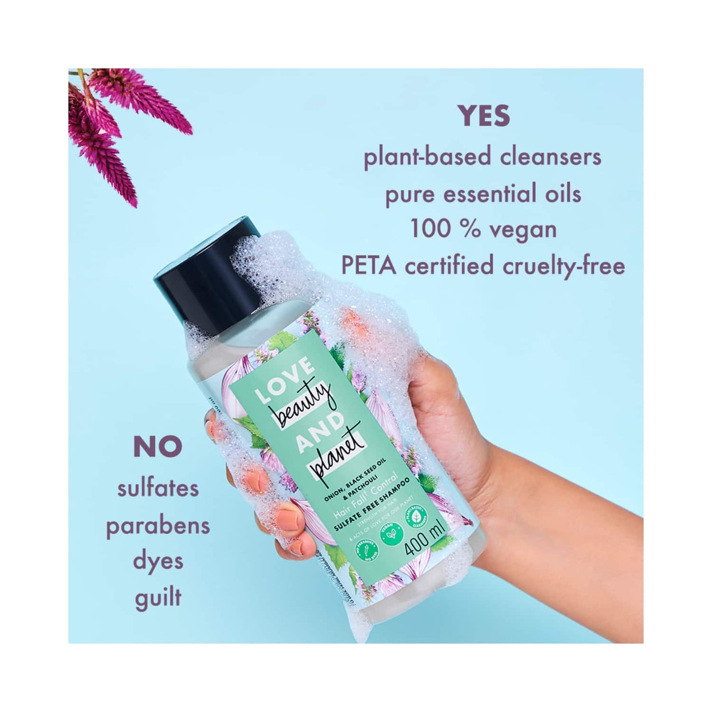 Love Beauty & Planet Onion Black Seed & Patchouli Hair Fall Control Sulphate Free Shampoo (200 ml)