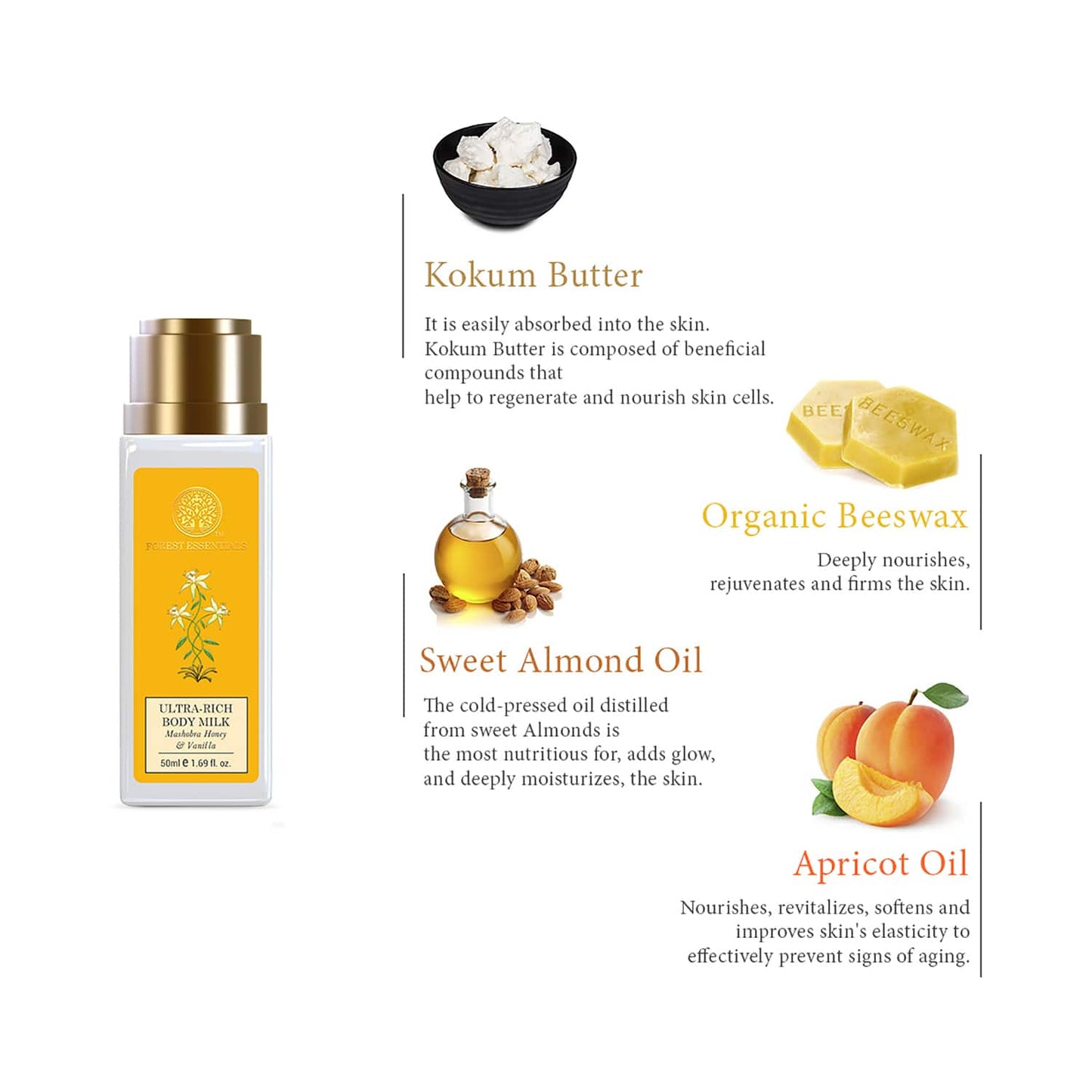 Forest Essentials Mashobra Honey & Vanilla Ultra-Rich Body Milk (50ml)