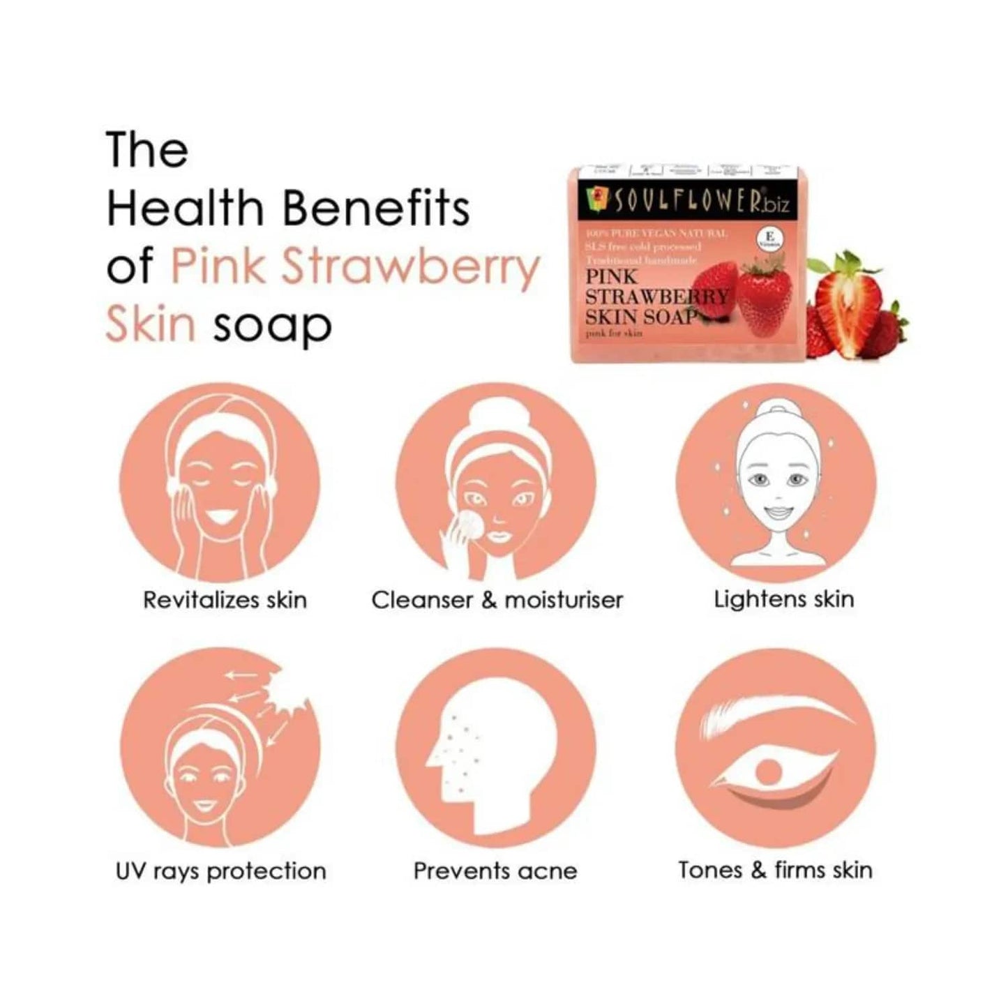 Soulflower Pink Strawberry Skin Soap - (150g)