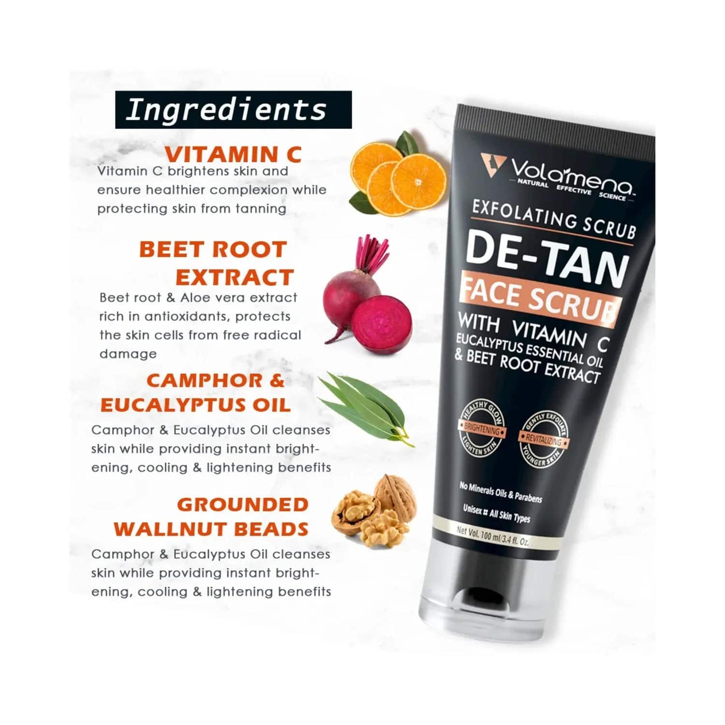 Volamena De-Tan Face Scrub (100ml)