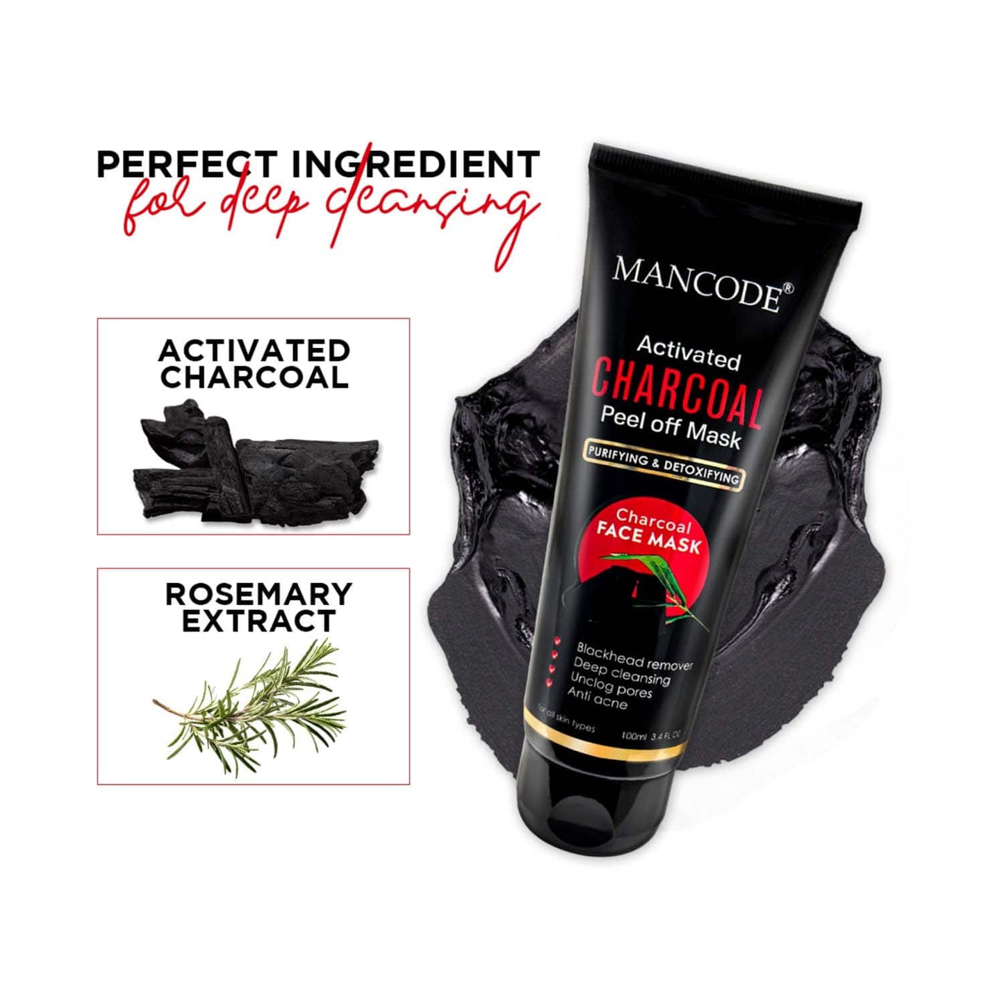 Mancode Activated Charcoal Peel Off Mask (100 ml)