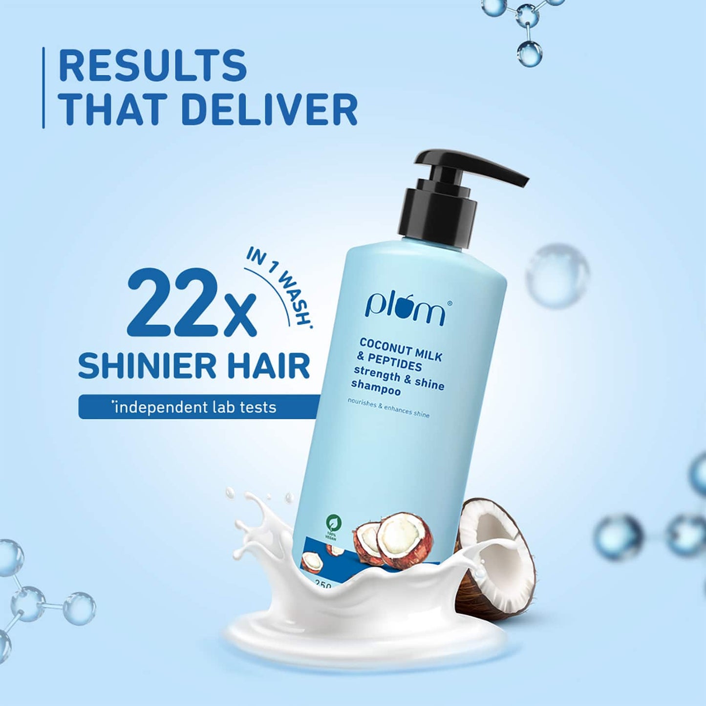 Plum Coconut Milk & Peptides Strength & Shine Shampoo for Dull & Dry Hair (250ml)