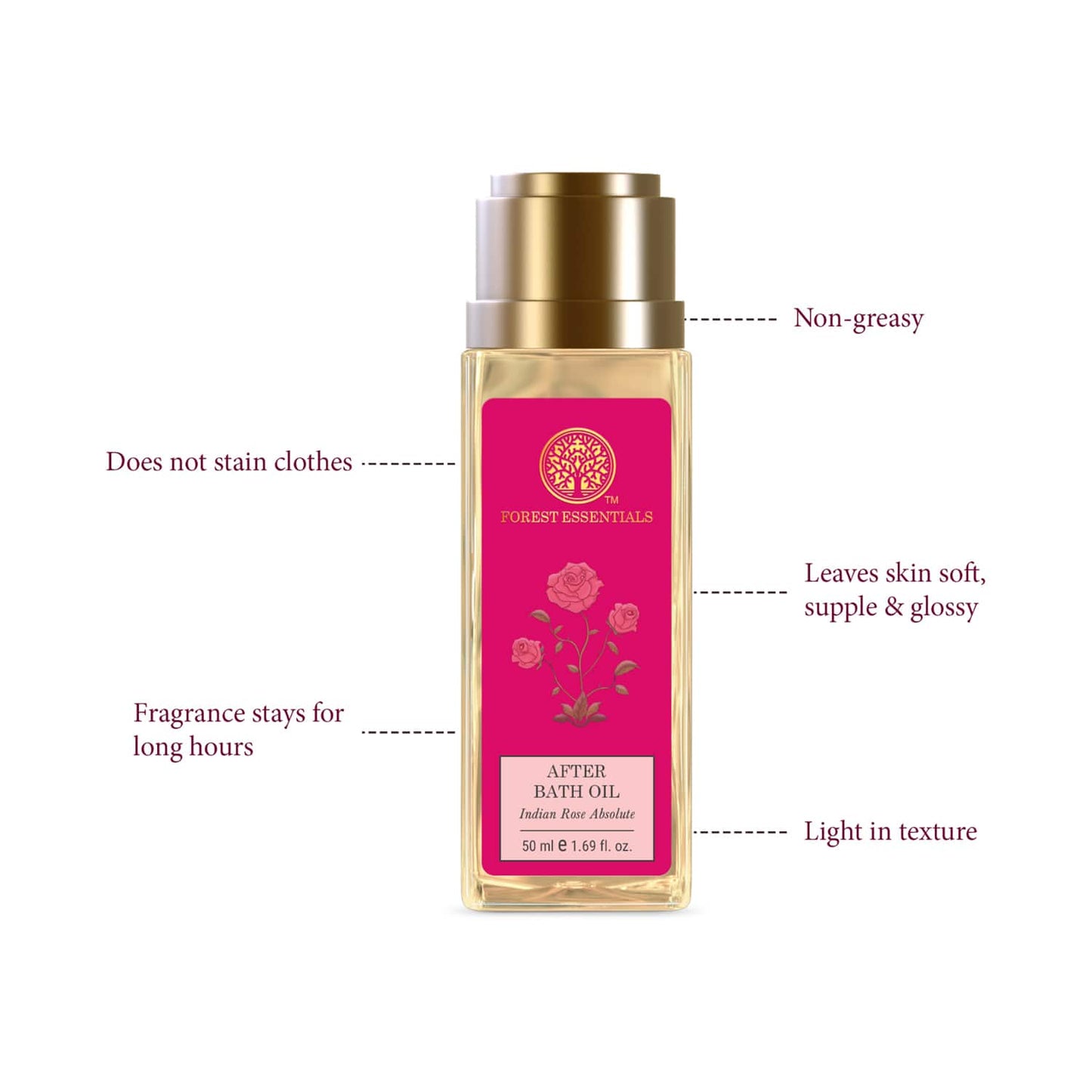 Forest Essentials Travel Size Indian Rose Absolute After Bath Oil (50ml)