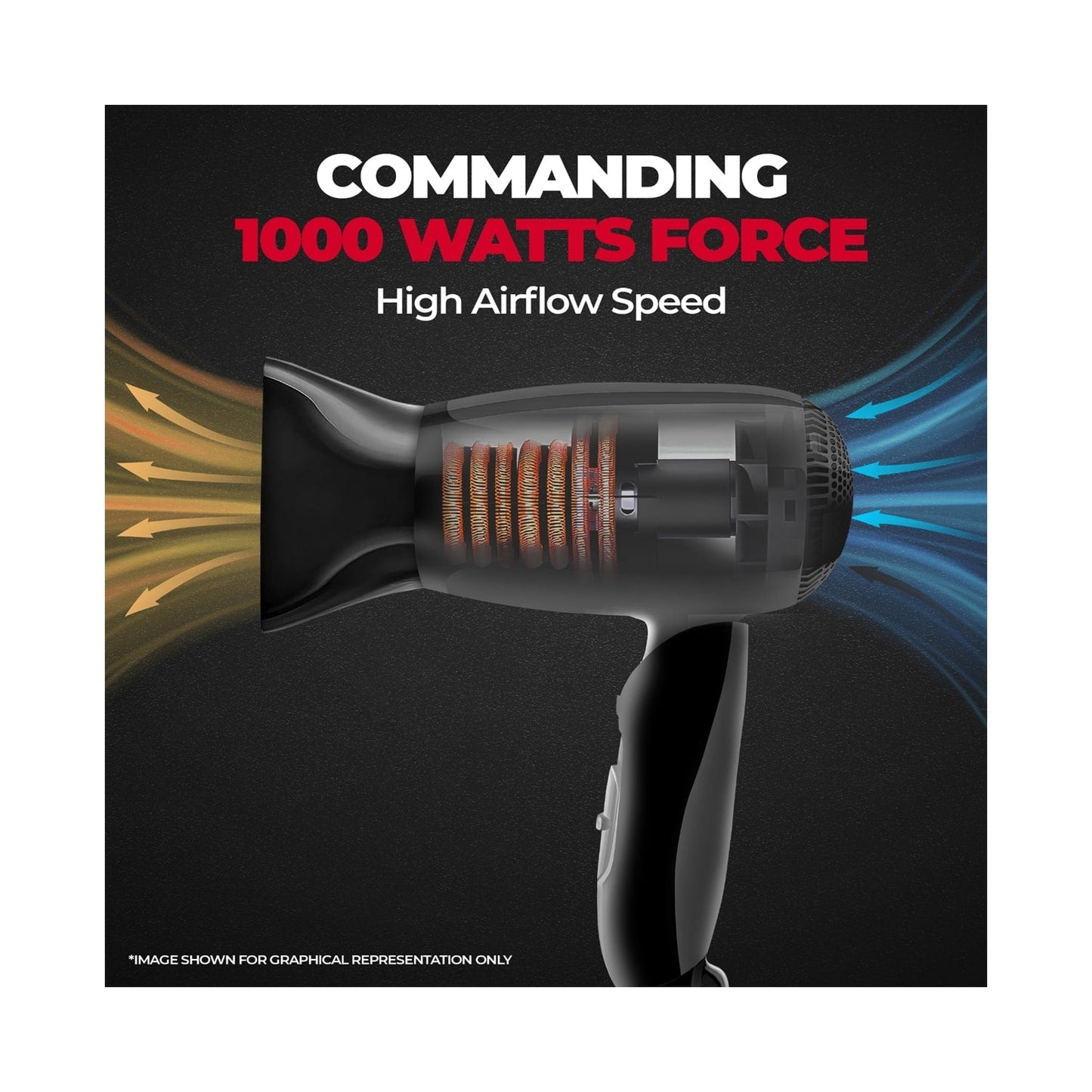 Beardo Style Cannon Ultracompact Hair Dryer For Men Black