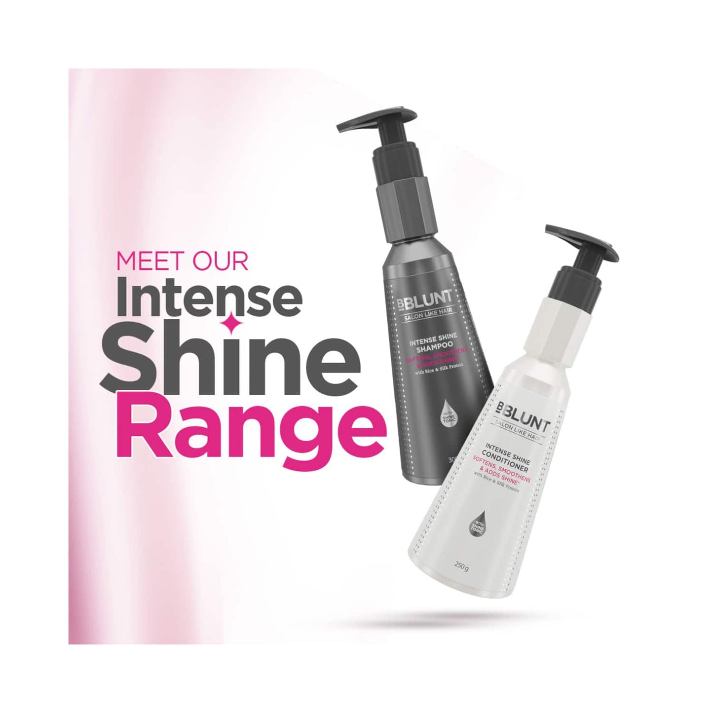 BBlunt Intense Shine Conditioner With Rice & Silk Protein For Softer & Shinier Hair (250g)