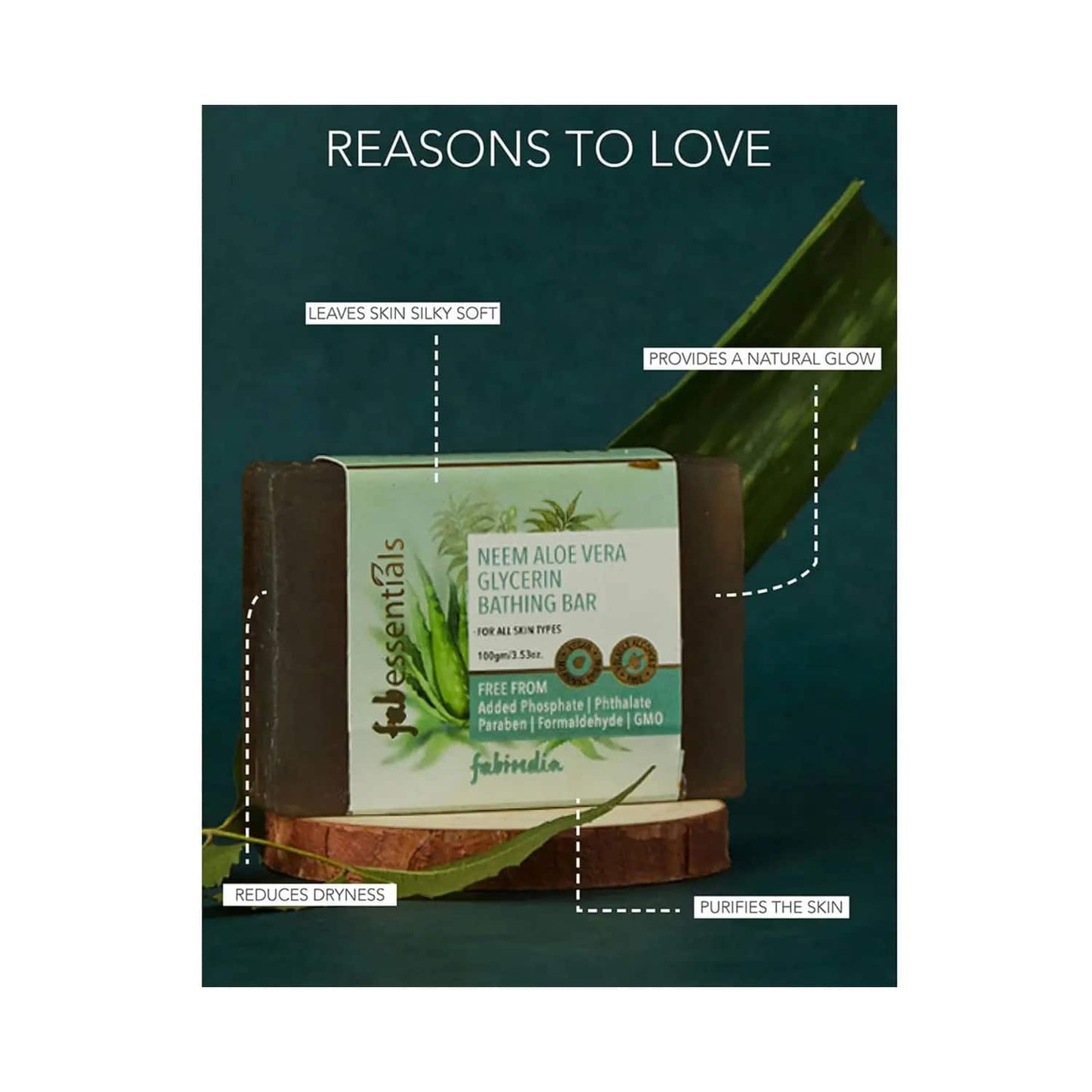 Fabessentials by Fabindia Neem Aloe Vera Glycerine Bathing Bar (100g)