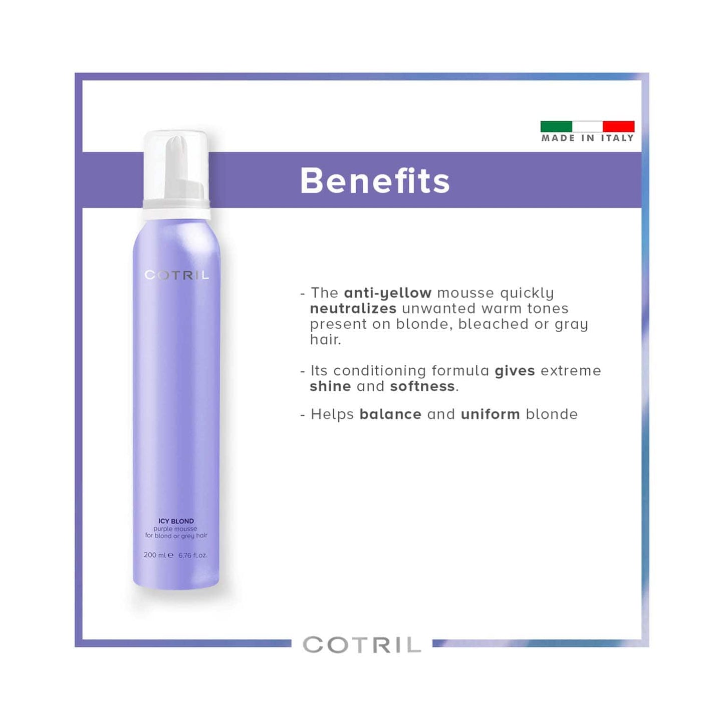COTRIL Icy Blond Purple Mousse For Blond Or Grey Hair Conditioner (200 ml)